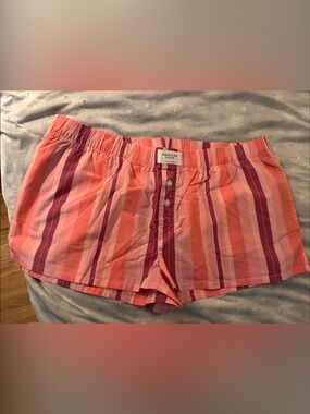 American Eagle Outfitters Pink & Coral Striped Cotton Lounge Shorts